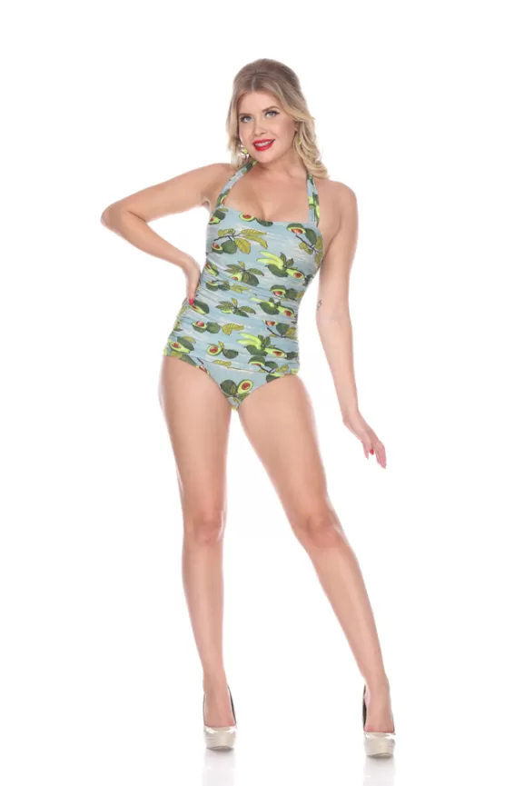 Bettie Page Swimwear | Avocados W/ Front Sarong By