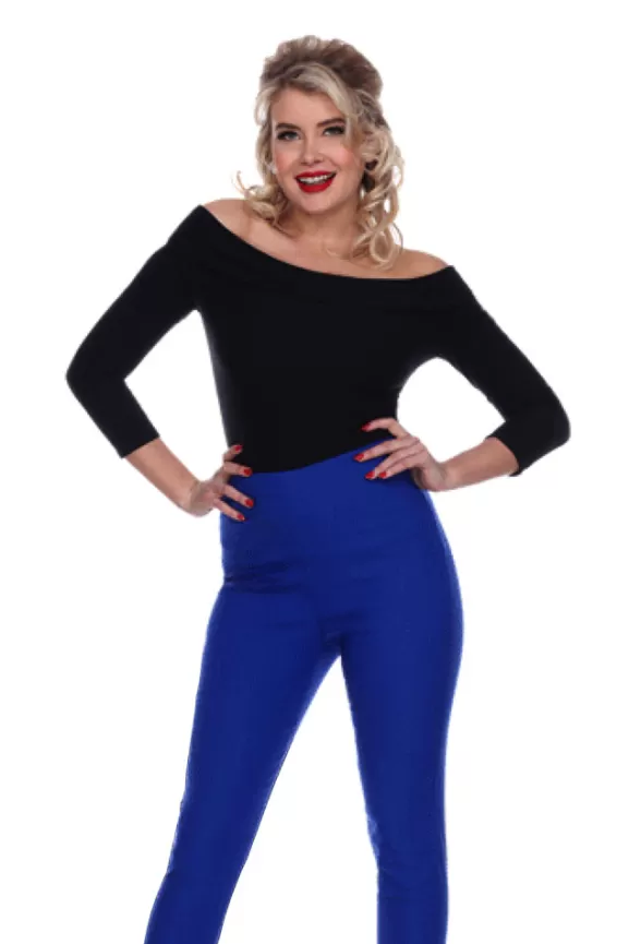 Bettie Page Tops | Debby Long Sleeved Top (Black) By