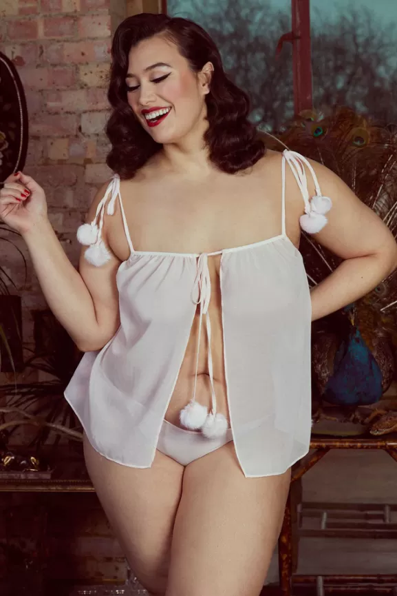 Bettie Page Nightwear | Dolores Pom Pom Chemise (Baby Pink)