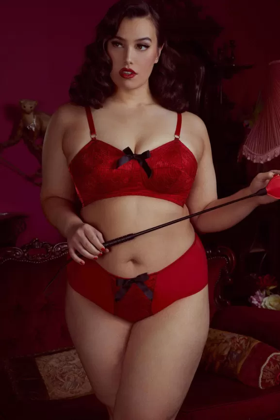 Bettie Page Bras | Elsie Spiral Stitch Bullet Bra (Red)