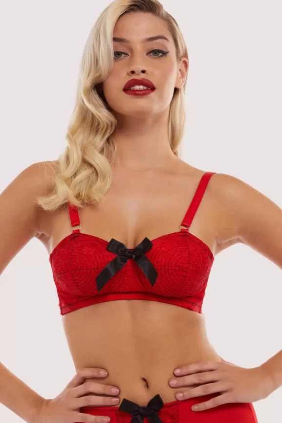 Bettie Page Bras | Elsie Spiral Stitch Bullet Bra (Red)