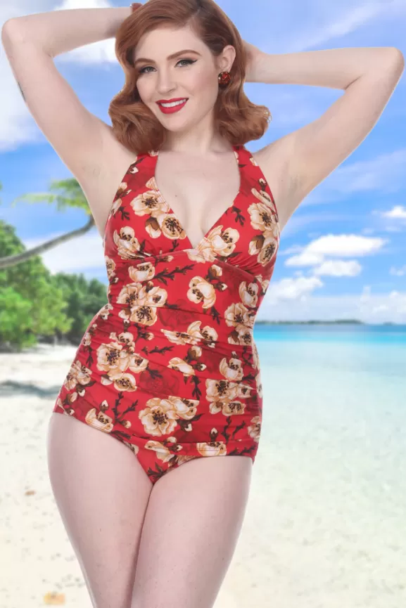 Bettie Page Swimwear | Geisha W/ Halter Ruched