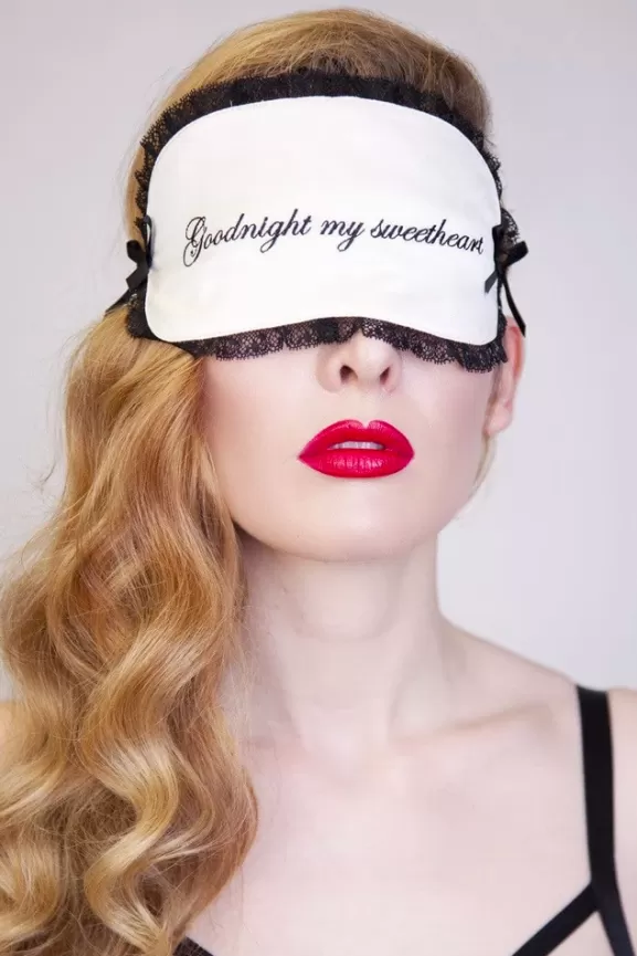 Bettie Page Nightwear | Good Night My Sweetheart Ivory And Black Eye Mask