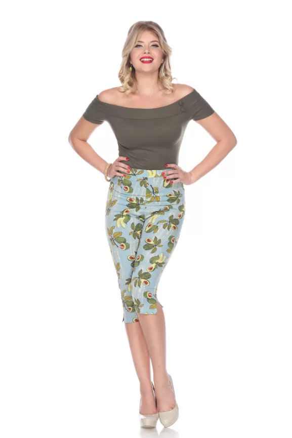 Bettie Page Pants | Honey Bop Capri (Avocado) By