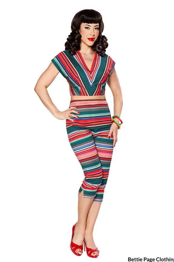 Bettie Page Pants | Honey Bop Capri (Serape Stripe) By