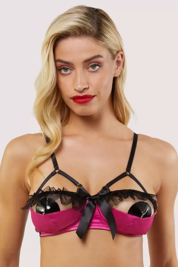 Bettie Page Bras | Inga Pink Ruffle Balconette Bra