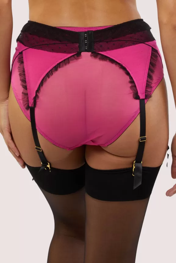 Bettie Page Suspender Belts | Inga Pink Ruffle Suspender Belt