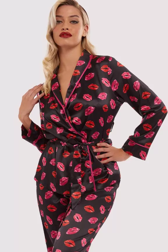 Bettie Page Nightwear | Kiss Print Tie Pj Set