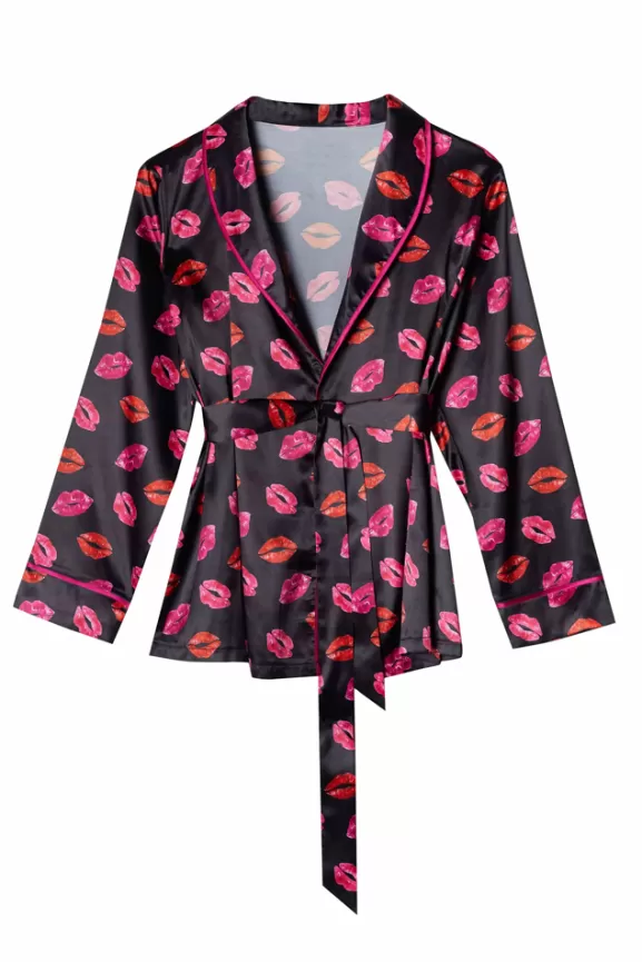 Bettie Page Nightwear | Kiss Print Tie Pj Set