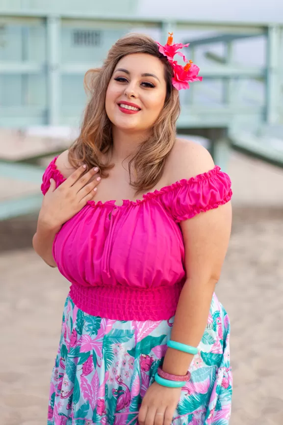 Bettie Page Tops | La Fiesta Top (Fuchsia) By