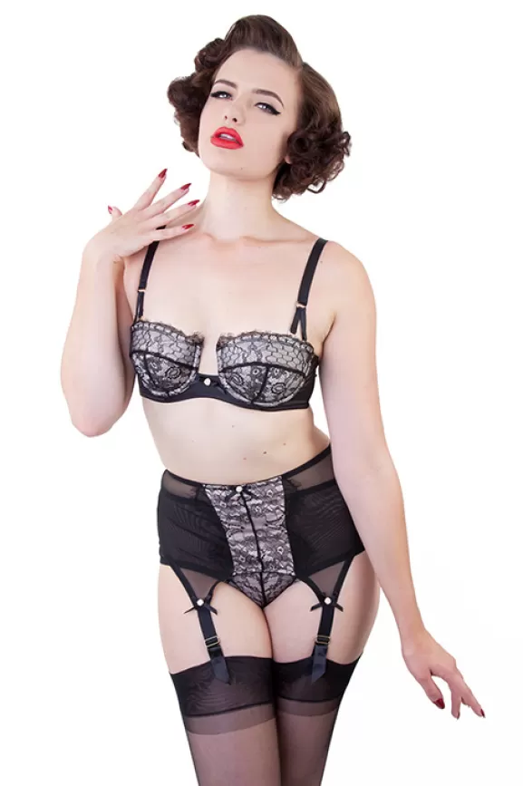 Bettie Page Girdles | Lace 4 Strap Suspender Belt By