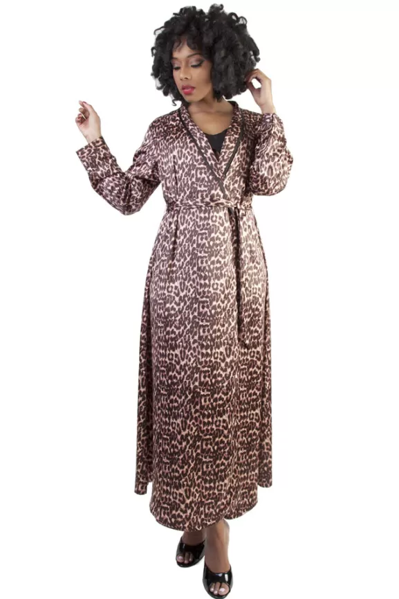 Bettie Page Nightwear | Leopard Print Satin Robe By