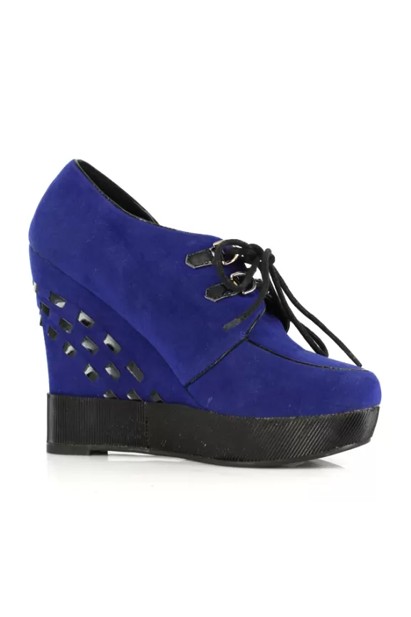 Bettie Page Shoes | Lux Wedge (Blue) By