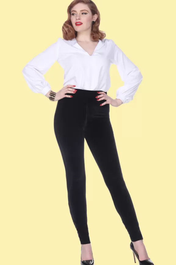 Bettie Page Pants | Marina Cigarette Pant (Black Velvet) By