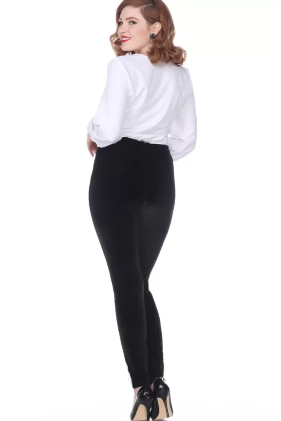 Bettie Page Pants | Marina Cigarette Pant (Black Velvet) By