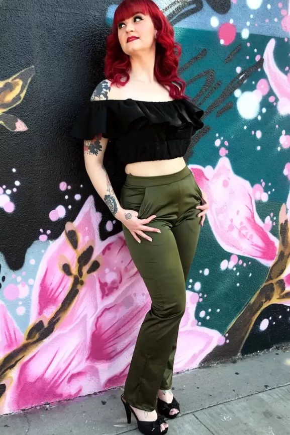 Bettie Page Pants | Monica Trouser (Olive) By