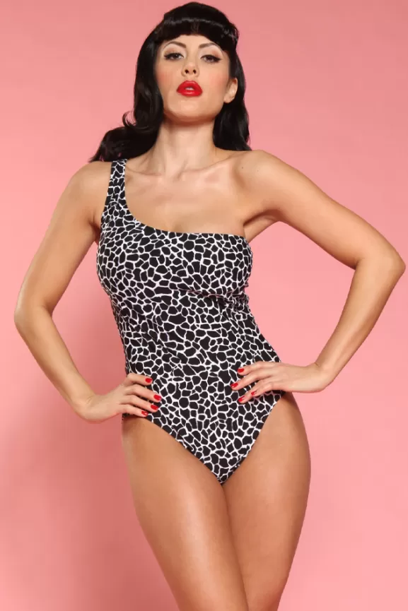 Bettie Page Swimwear | Mosaic 1-Piece One Shoulder