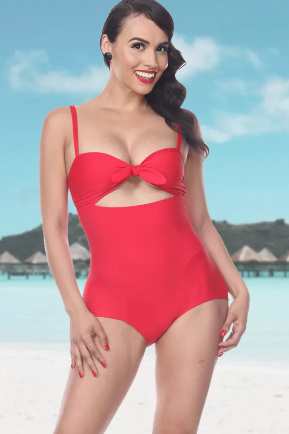 Bettie Page Swimwear | Nautical (Red)