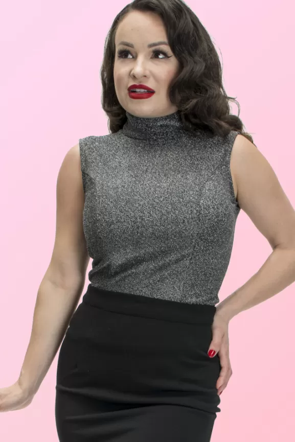 Bettie Page Tops | Nicole Top (Silver) By