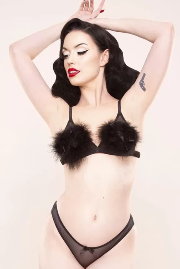 Bettie Page Bras | Powder Puff Triangle Bra (Black) By