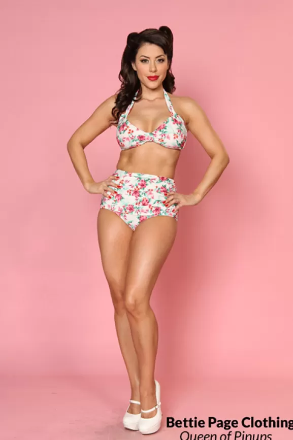 Bettie Page Swimwear | Romance W/ Front Sarong Bottom 2-Piece By