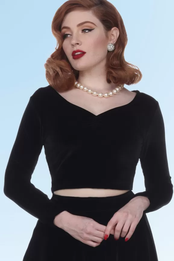 Bettie Page Tops | Serena Top (Black Velvet) By