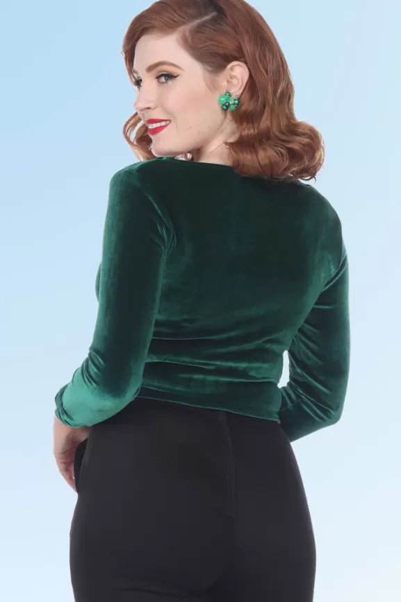 Bettie Page Tops | Serena Top (Green Velvet) By