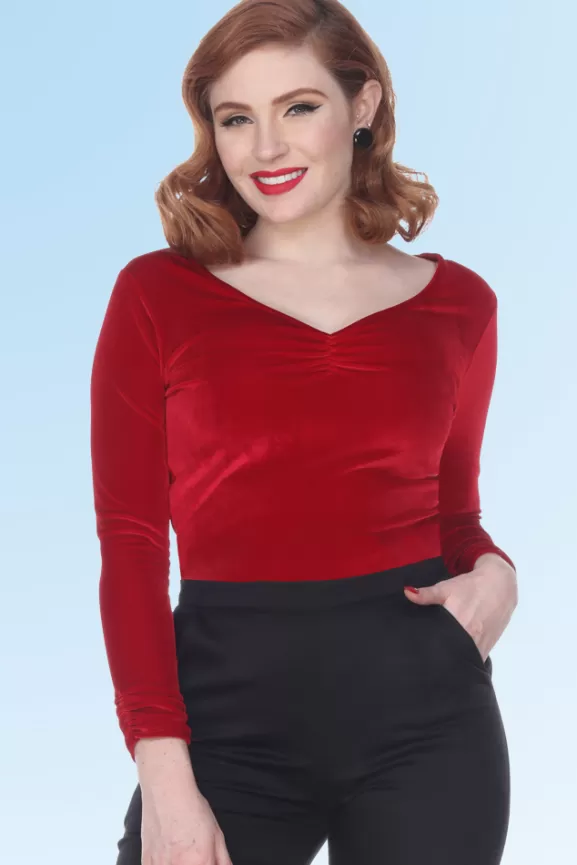 Bettie Page Tops | Serena Top (Red Velvet) By