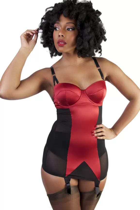 Bettie Page Corsets | Shaping Corsolette (Black/Red)