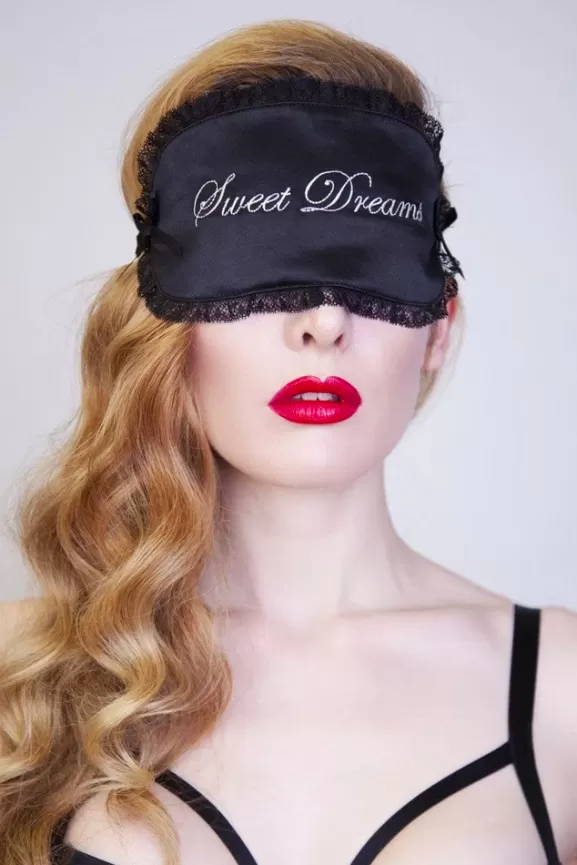 Bettie Page Nightwear | Sweet Dreams Black And Ivory Eye Mask