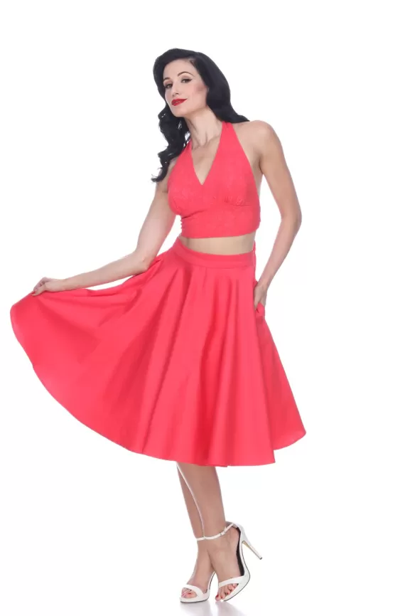 Bettie Page Skirts | Swing Skirt (Coral) By