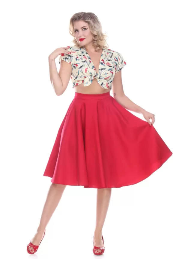 Bettie Page Skirts | Swing Skirt (Red) By