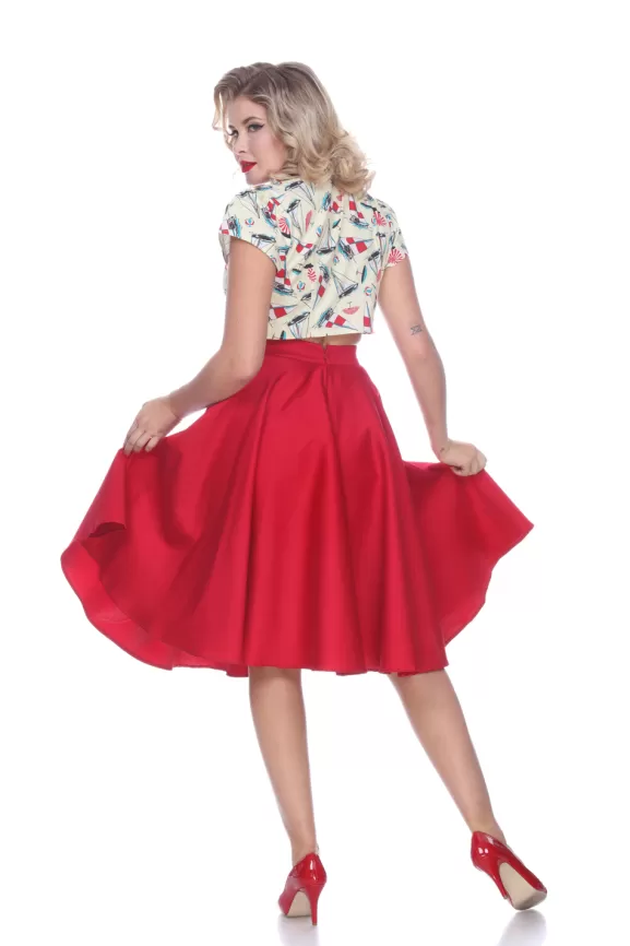 Bettie Page Skirts | Swing Skirt (Red) By