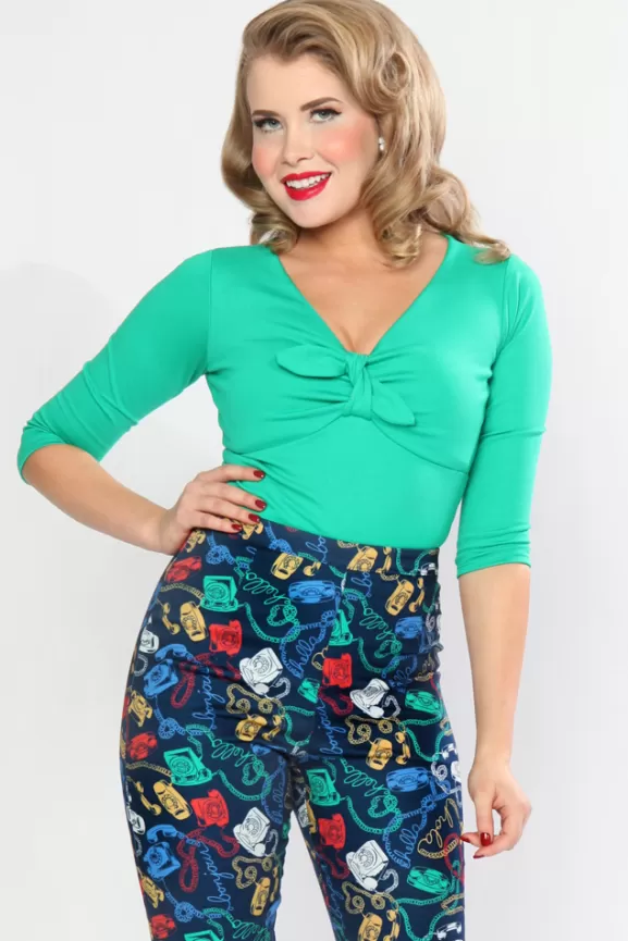 Bettie Page Tops | Twist & Shout Top (Grass)