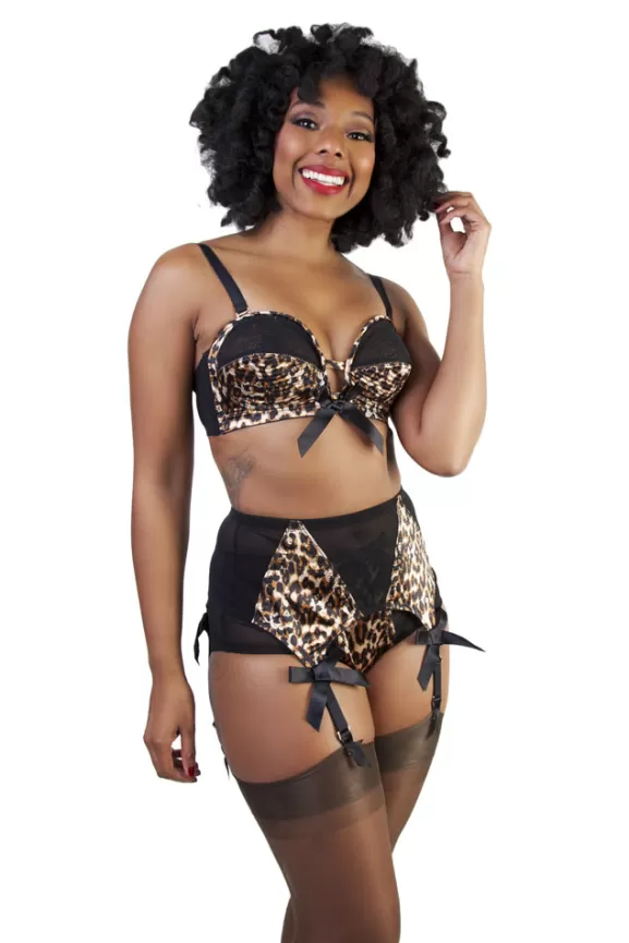 Bettie Page Girdles | Z Stitch 4 Strap Suspender Belt (Leopard) By
